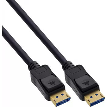InLine® DisplayPort 2.1 kabelis UHBR20 80 Gb/s, melns, zeltīti kontakti, 1 m