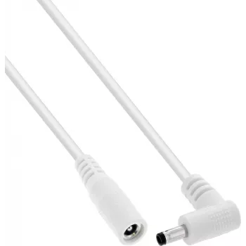 InLine® līdzstrāvas pagarinātājkabelis, taisnleņķa spraudnis, 4.0 x 1.7 mm, balts, 1 m