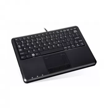 Perixx PERIBOARD-510 H PLUS UK Mini USB klaviatūra ar skārienpaliktni un 2 portu USB centrmezglu, melna