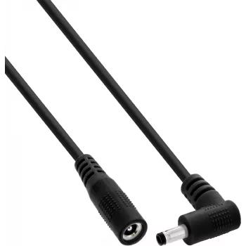 InLine® līdzstrāvas pagarinātājkabelis ar taisnleņķa spraudni, 4,0 x 1,7 mm, melns, 2 m