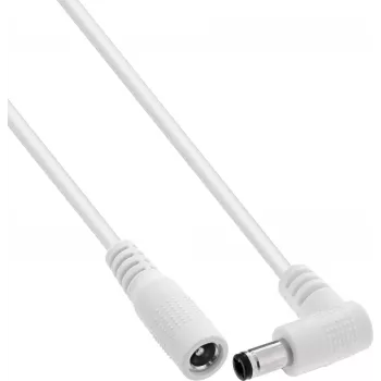 InLine® līdzstrāvas pagarinātājs, taisnleņķa spraudnis, 5,5 x 2,5 mm, balts, 5 m
