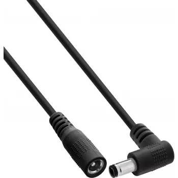 InLine® līdzstrāvas pagarinātājs ar taisnleņķa spraudni, 5,5 x 2,5 mm, melns, 3 m