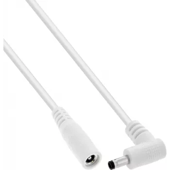 InLine® līdzstrāvas pagarinātājs, taisnleņķa spraudnis, 4,0 x 1,7 mm, balts, 2 m