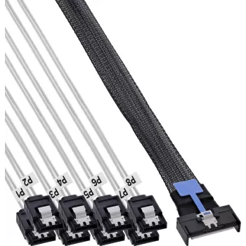 InLine® MCIO x8 sadalīšanas kabelis uz 8x SATA, 1 m