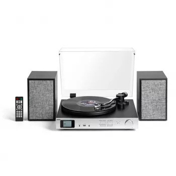 AKAI ATT-500SP Belt-Drive atskaņotājs ar ārējiem skaļruņiem, Bluetooth, USB ierakstīšanu, melns