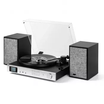 AKAI ATT-500SP Belt-Drive atskaņotājs ar ārējiem skaļruņiem, Bluetooth, USB ierakstīšanu, melns
