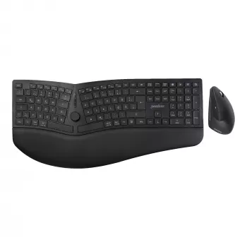 Perixx PERIDUO-614 DE bezvadu ergonomiskais tastatūras un peles komplekts, dalītā tastatūra, vertikālā pele, 2.4 GHz, melns (vācu izkārtojums)