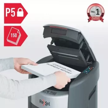 Rexel ShredMax AutoFeed+ 150M P-5 šķērsgriezuma dokumentu smalcinātājs, 150 lapu automātiskā padeve, 15L tvertne