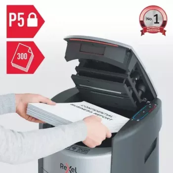 Rexel ShredMax AutoFeed+ 300M mikrošķiedru smalcinātājs P-5, 300 lapu automātiskā padeve, 25L tvertne