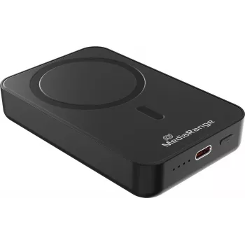 MEDIARANGE magnētiskā bezvadu powerbank 10,000mAh 15W MagSafe saderīga ātrā uzlāde ar USB-C PD 20W un USB-A QC 3.0, melna
