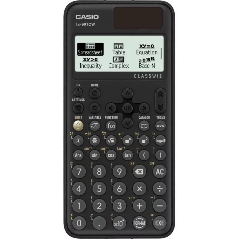 Casio FX-991CW zinātniskais kalkulators ar dabisko teksta displeju, 540+ funkcijas, saules un bateriju, melns