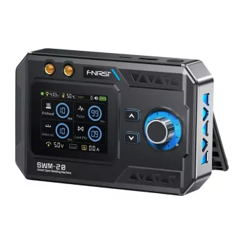 FNIRSI SWM-20 manuālais punktmetinātājs 800A maksimālā strāva, 99 pakāpju regulējama jauda ar 0,96 collu OLED displeju, USB-C uzlādi, iebūvētu 6000mAh bateriju, pārnēsājams rokas metināšanas aparāts 18650/26650/32650 bateriju bloku montāžai