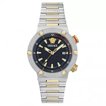 Versace V-Race vīriešu Šveices kvarca pulkstenis VE8G00424 43mm nerūsējošais tērauds, melns ciparnīca