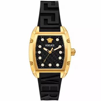 Versace V-Chrono sieviešu Šveices kvarca hronogrāfa pulkstenis 45mm melna ciparnīca ādas siksna VE8K00624