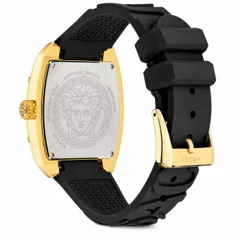 Versace V-Chrono sieviešu Šveices kvarca hronogrāfa pulkstenis 45mm melna ciparnīca ādas siksna VE8K00624