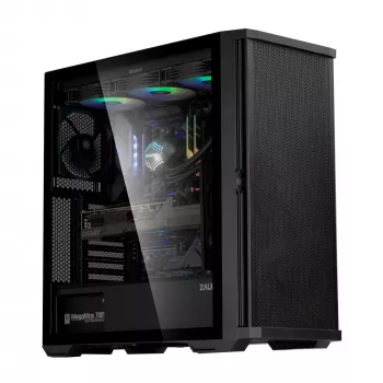 Zalman Z10 ATX Mid Tower korpuss, melns, rūdīts stikls, 4x ARGB ventilatori