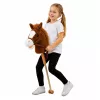 LEAN TOYS Hobby Horse nūja ar zirga galvu – auļošanas un zviedzienu skaņas, brūns, 100 cm