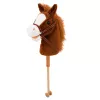 LEAN TOYS Hobby Horse nūja ar zirga galvu – auļošanas un zviedzienu skaņas, brūns, 100 cm