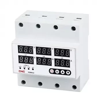 CNC EL240333 Sprieguma un strāvas kontroles relejs, 63A, 3 fāzes, DIN sliedes montāža, regulējama aizsardzība