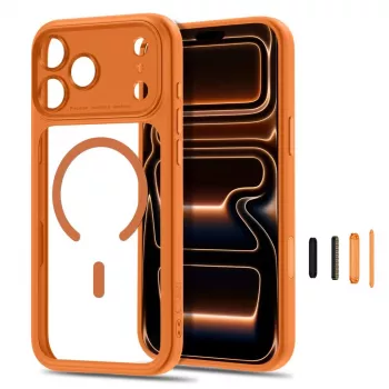 Tech-Protect MagPeak MagSafe CC maciņš iPhone 17 Pro Max / 18 Pro Max - Cosmic Orange/Clear