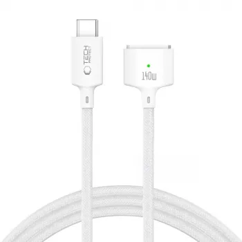 TECH-PROTECT MMC01 Ultraboost magnētiskais MacBook kabelis USB-C uz MagSafe 3 140W 300cm Balts