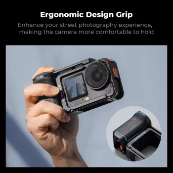 KF kameras būris ar rokturi DJI Osmo Action 6 / Action 5 / Action 4 / Action 3, alumīnija sakausējums, melns, KF12.0036