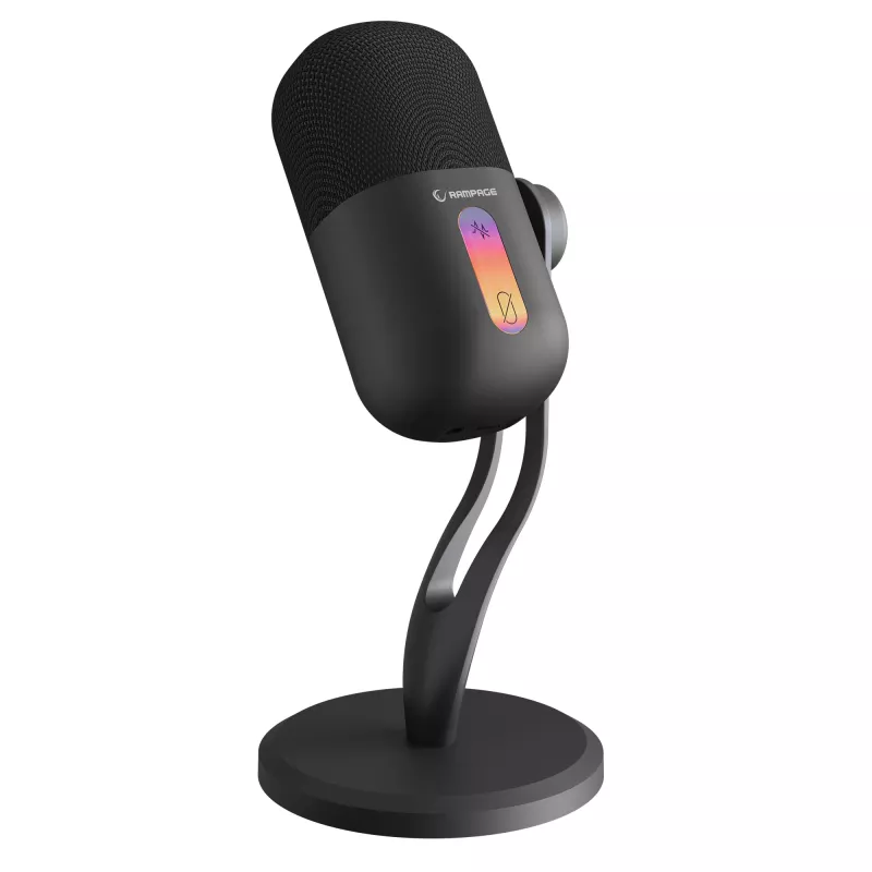 Rampage ARPEJ Black RGB kondensatora mikrofons ar strēles statīvu, pop filtru un triecienu slāpētāju