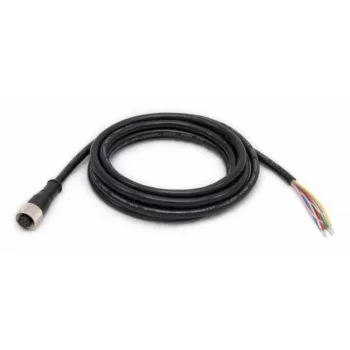 Zebra CBL-PWR00500-M1200 5m M12 12 kontaktu A-koda vīriešu savienotājs ar brīviem vadiem, standarta elastīgs kabelis, 22 AWG, 30V, IP67, melns
