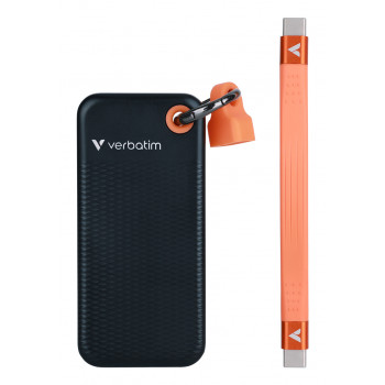 Verbatim 32418 Pocket SSD, 256 GB, USB Type-C, USB 3.2 Gen 2, 1000 MB/s, Melns/Oranžs