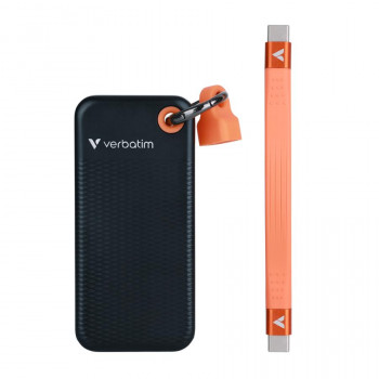 Verbatim 32418 Pocket SSD, 256 GB, USB Type-C, USB 3.2 Gen 2, 1000 MB/s, Melns/Oranžs