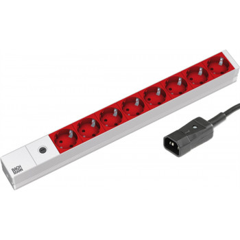 Bachmann 48,26 cm 8x CEE7/3 C14 spraudnis alumīnija sloksne L 8m - (Offline-) UPS - 19