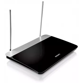 Philips iekštelpu TV antena ar regulējamu pastiprinājumu, 1,8 m koaksiālais kabelis, 75 Ohm, 3G/4G filtrs, DVB-T/T2, RED atbilstība