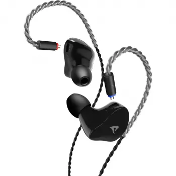 Sharkoon Stealthbite IEM iekšausu spēļu austiņas ar noņemamu mikrofonu, USB-C/USB-A/3,5 mm, melnas