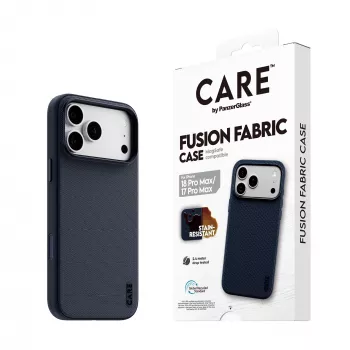 CARE by PanzerGlass Fusion Fabric apvalks zilā krāsā ar MagSafe iPhone 17 Pro Max