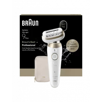 Braun Silk-épil 9 Flex SES9-011 3D epilators, mitrā un sausā lietošana, balts/zelta
