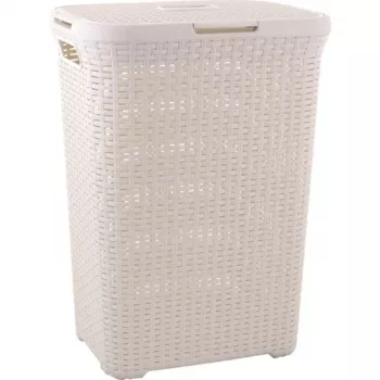 Curver Style 60L veļas grozs ar pīto efektu, balts