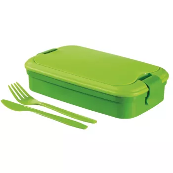 CURVER Lunch&Go taisnstūra ēdiena bļoda ar galda piederumiem 1,4L zaļa