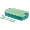 CURVER Lunch&Go taisnstūra formas pusdienu bļoda ar iebūvētiem galda piederumiem, 1,4L, zila