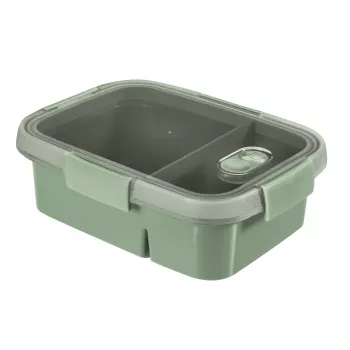 CURVER Smart Eco To Go divkameru taisnstūra pārtikas trauks 0,9L (0,6L + 0,3L) Soft Green