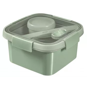 CURVER Pārtikas trauks pusdienu komplekts kvadrātveida 1.1L Smart Eco To Go 16x16x9cm Soft Green