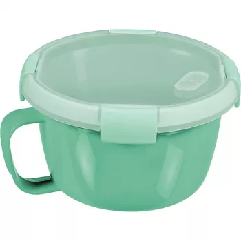 CURVER Smart To Go Mix Noodles trauks ar vāku 0,9L caurspīdīgs ar zaļiem akcentiem, BPA-Free, hermētisks, mikrovilņu un trauku mazgājamā mašīnā izmantojams