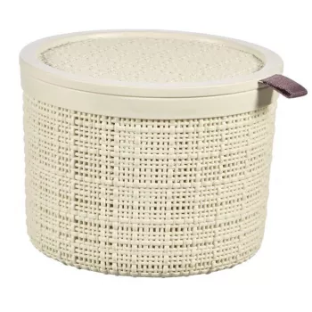 CURVER Jute apaļa uzglabāšanas groza ar vāku, 2L, krēmkrāsa, 17x13 cm