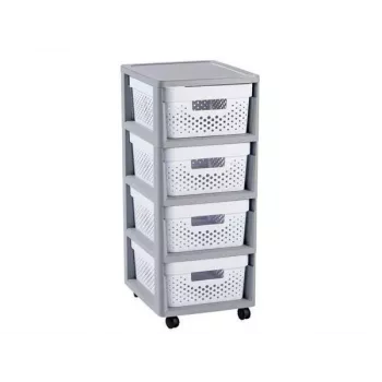 CURVER Infinity ratiņu kaste ar 4 nodalījumiem 11L 30x36x69cm pelēka/balta