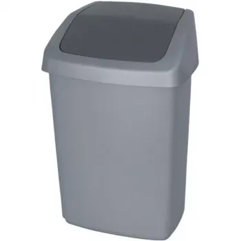 CURVER Deco Bin Swing Top 50L atkritumu tvertne tumši pelēka/sudraba