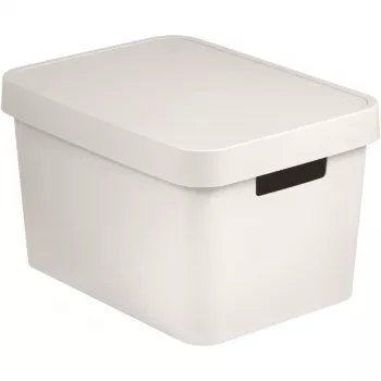 CURVER Infinity Recycled 17L uzglabāšanas kaste ar vāku, balta, 36x27x22 cm, 100% pārstrādāta plastmasa