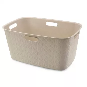 CURVER Softex 45L veļas grozs, krīta balts, ar mīkstās virsmas apdari un iebūvētiem rokturiem, 57 x 37 x 27 cm