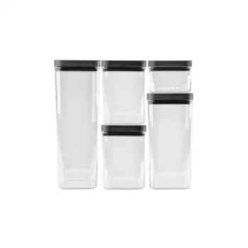 CURVER Kara pārtikas uzglabāšanas trauku komplekts 0.5L + 2x1.2L + 1.8L + 2.4L caurspīdīgs/tumši pelēks, hermētisks, sakraujams, bez BPA