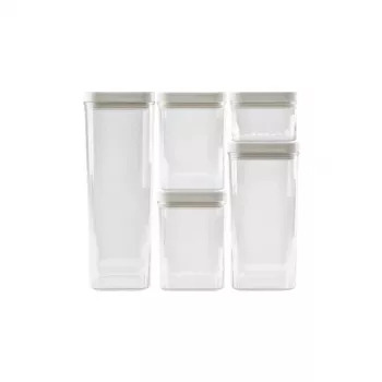 CURVER Kara sausās pārtikas uzglabāšanas trauku komplekts 0,5L + 2x1,2L + 1,8L + 2,4L, caurspīdīgs/balts