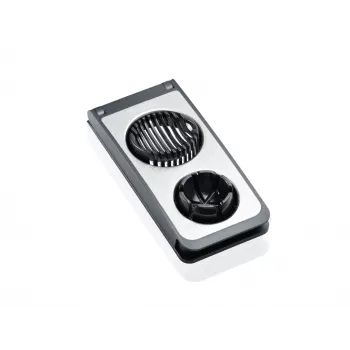 LEIFHEIT Egg Cutter Combi ProLine 2-in-1 griezējs un sadalītājs, nerūsējošā tērauda stieples, neslīdoša pamatne, balts/pelēks