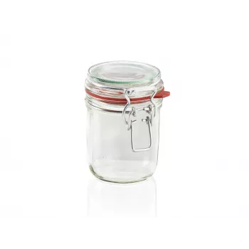 LEIFHEIT Hermetic Jar Glass 370ml - hermētiski noslēdzams stikla trauks ar stieples skavu un dabīgā kaučuka blīvi, caurspīdīgs stikls, pārtikas uzglabāšanai